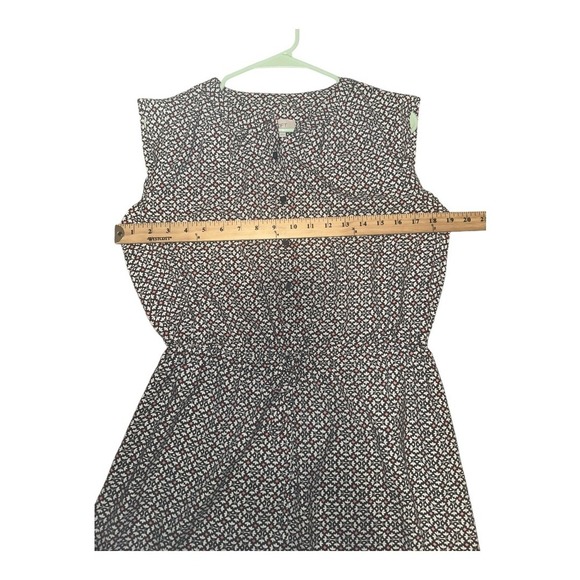 Loft Taupe/White Floral Print Cap Sleeve Dress, Medium - Picture 5 of 7